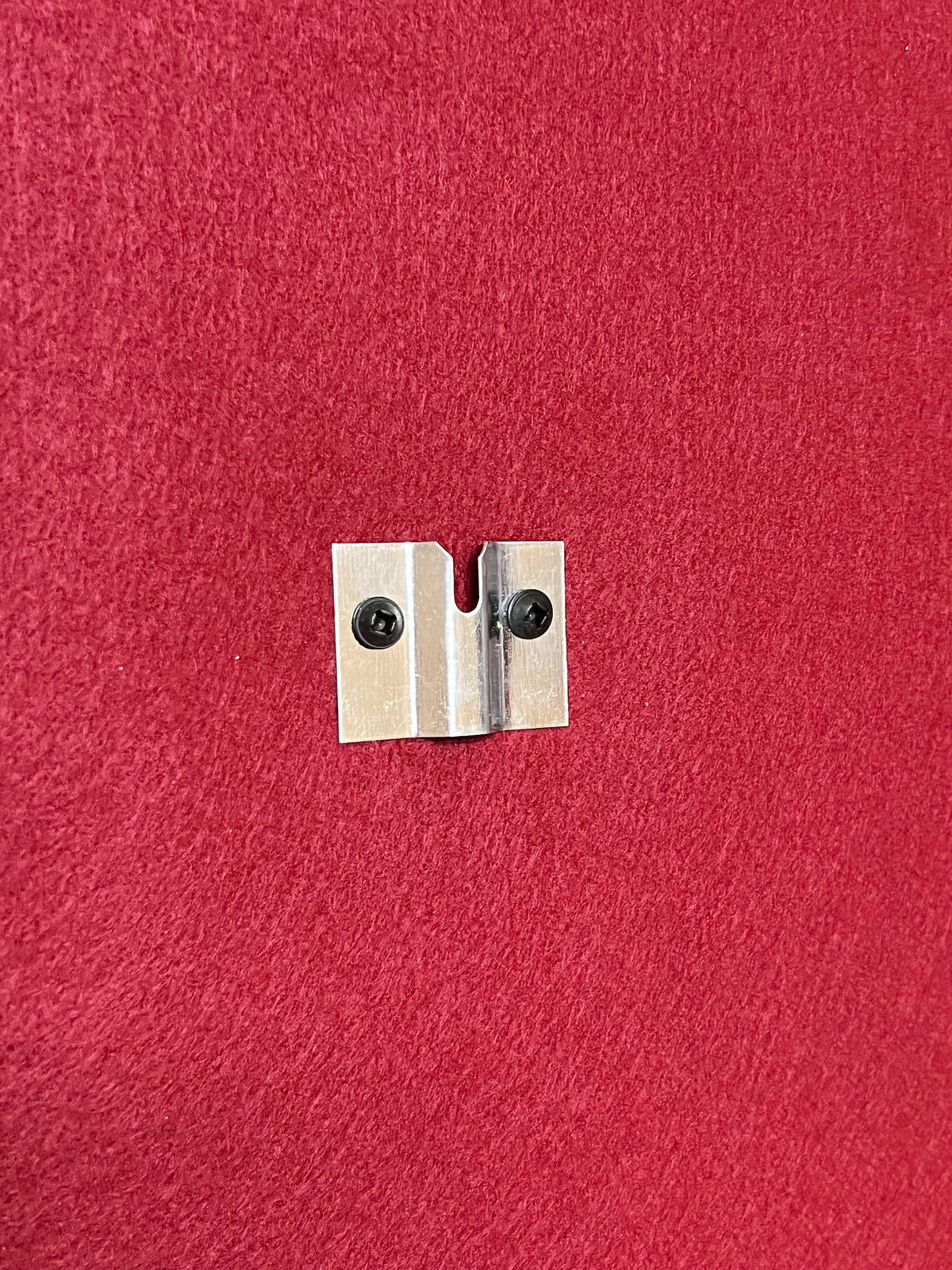 Walnut hardwood dartboard cabinet 32" x 32" x 3.5" with dart storage ruby red felt wrapped around the foam backer.