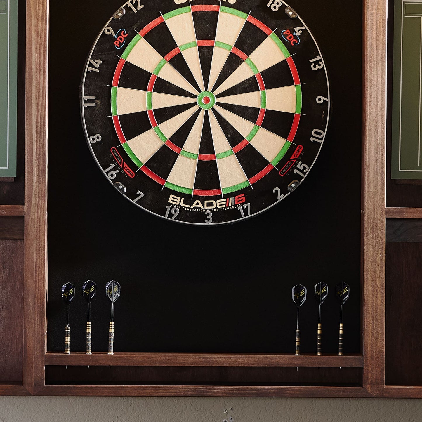 Traditional Dartboard Cabinet in Heritage Mahogany