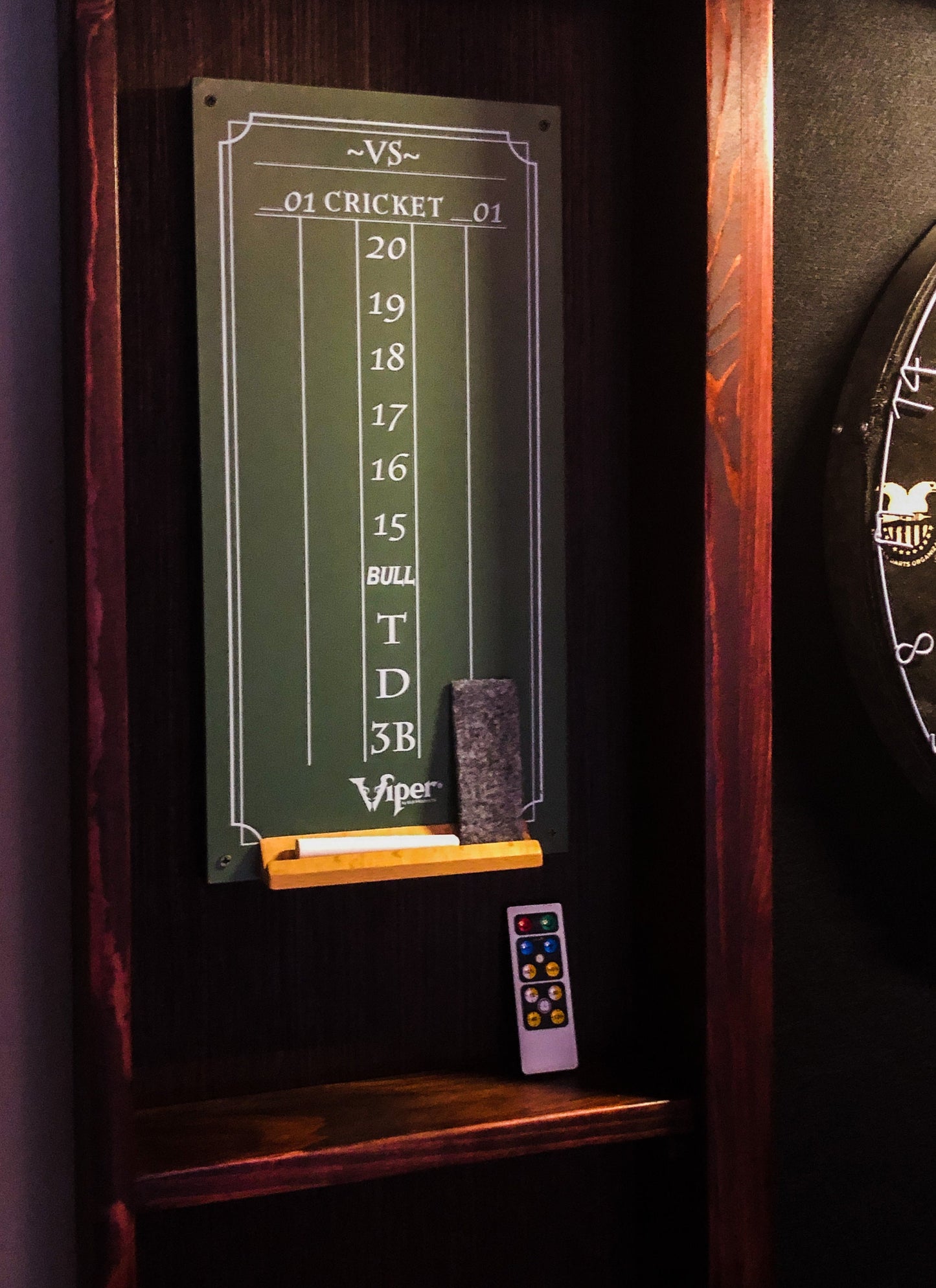 Custom Mahogany Dartboard Cabinet | LED Light, Scoreboards, & Darts Included | Premium Game Room Decor