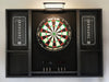 Black stained wood dartboard cabinet