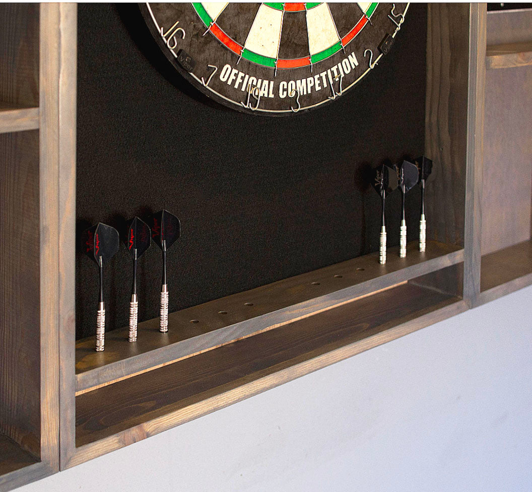 Gray Weathered Wood Dartboard Cabinet – Denali Collection