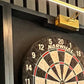 Black stained wood dartboard cabinet