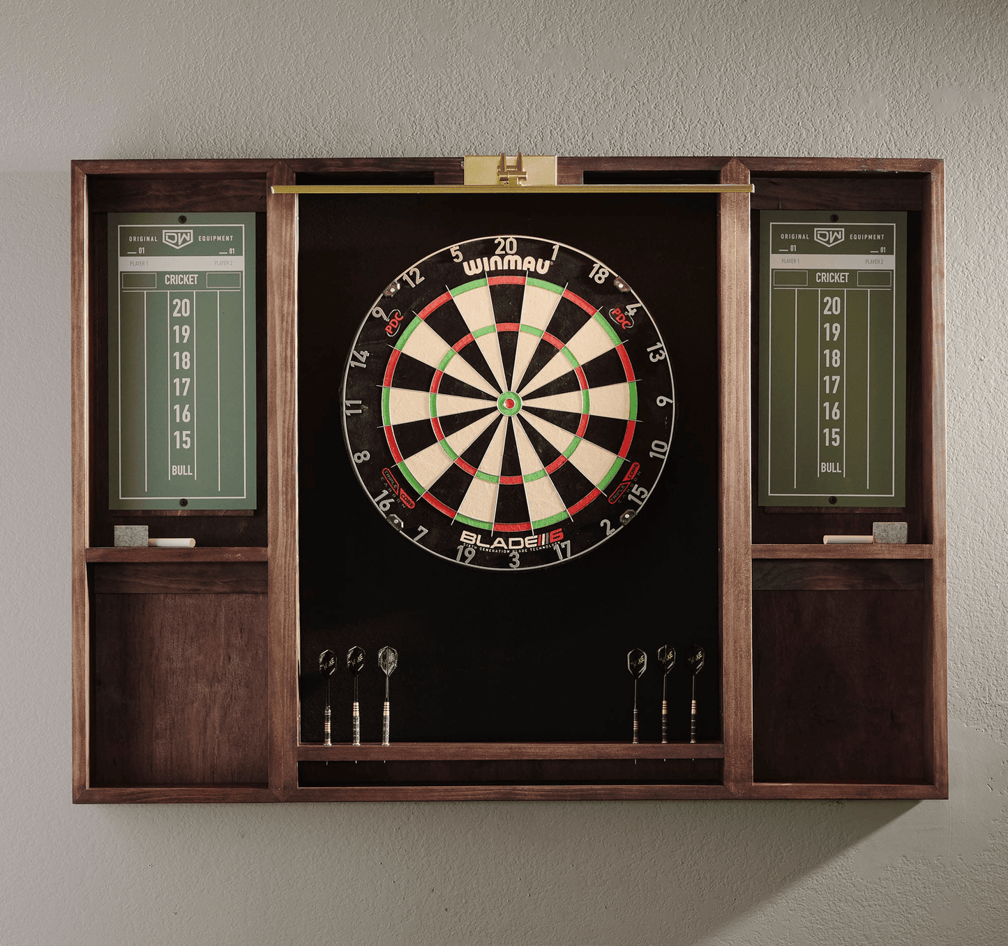 Traditional Dartboard Cabinet in Heritage Mahogany