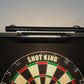 Black stained wood dartboard cabinet