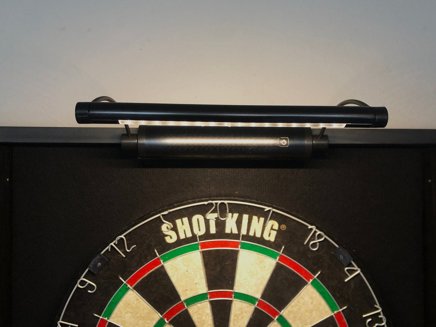Black stained wood dartboard cabinet