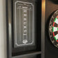 Black stained wood dartboard cabinet