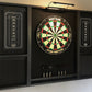 Black stained wood dartboard cabinet