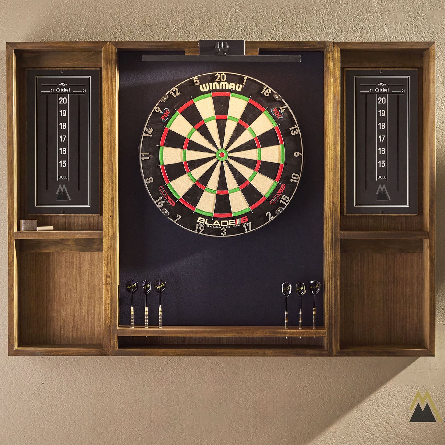 Dartboard Cabinet with LED Lighting & Dual Scoreboards | Mountain Man