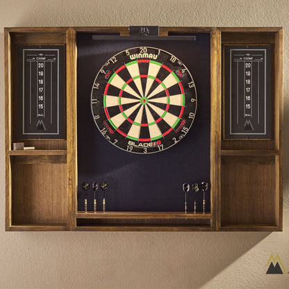 Dartboard Cabinet with LED Lighting & Dual Scoreboards | Mountain Man